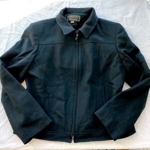 express vintage 90s women’s black wool collared zip up jacket size 11/12